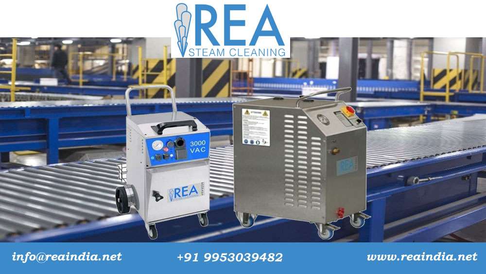steam machine for manufacturing plants ,Rea India steam machine manufacturer, steam machine supplier, rea steam cleaning machine for roller conveyor belt system, conveyor belt cleaning machine , steam cleaning machine, Steam Cleaning Machine for food industry